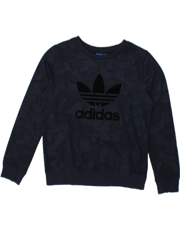 Don’t Miss Out ADIDAS Womens Graphic Sweatshirt Jumper UK 10 Small  Navy Blue Camouflage