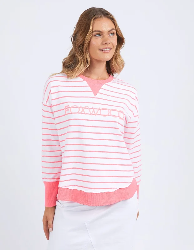 Overstock Sale Foxwood Simplified Stripe Crew - Neon Pink