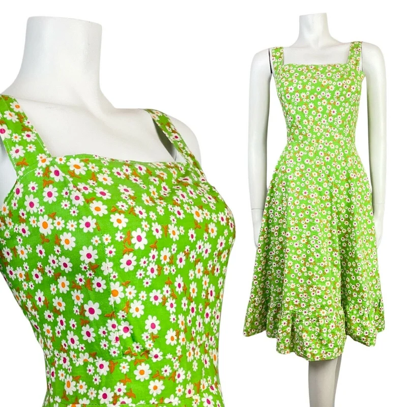 Daily Deals VINTAGE 60s 70s GREEN WHITE PINK DAISY FLOWER DITSY MOD STRAPPY SUN DRESS 6 Daily Deals VINTAGE 60s 70s GREEN WHITE PINK DAISY FLOWER DITSY MOD STRAPPY SUN DRESS 6