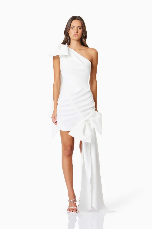 Final Markdown Bethany Mini Bow Party Dress In White
