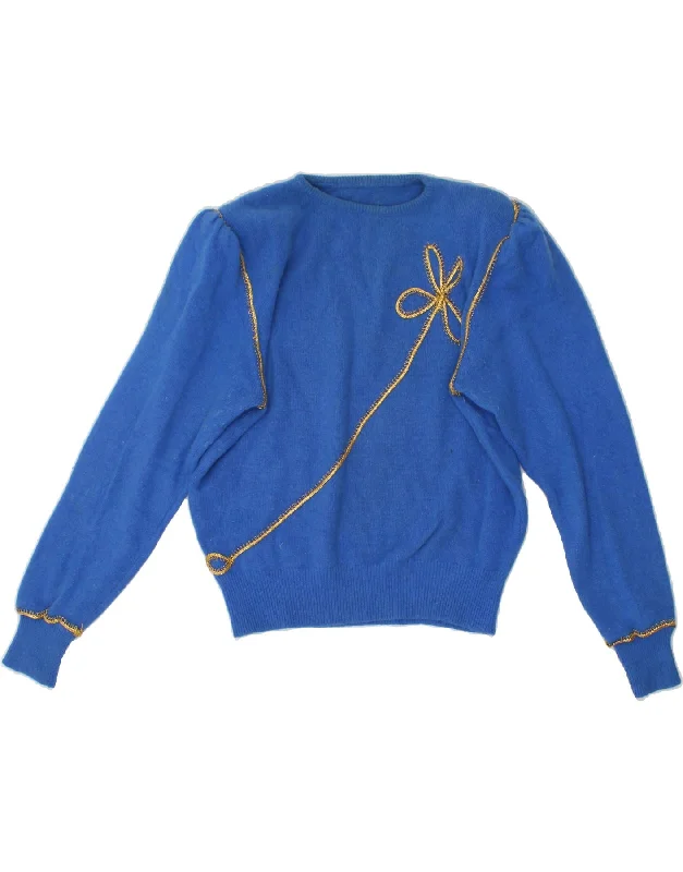 Customer Appreciation Sale VINTAGE Womens Crew Neck Jumper Sweater IT 50 XL Blue Wool