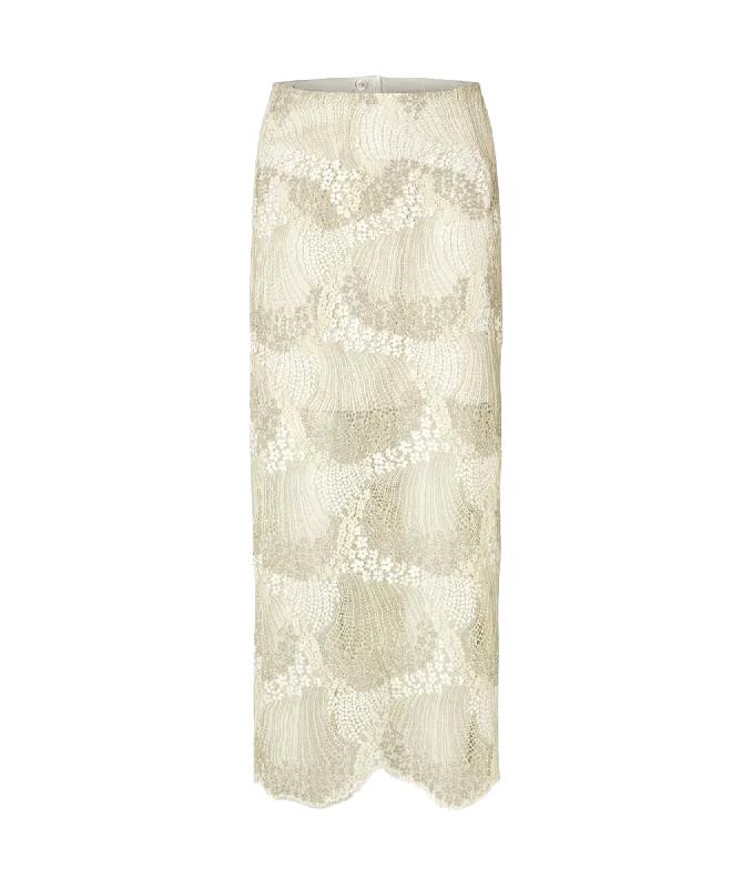 Limited Availability Lace Midi Skirt - Cream