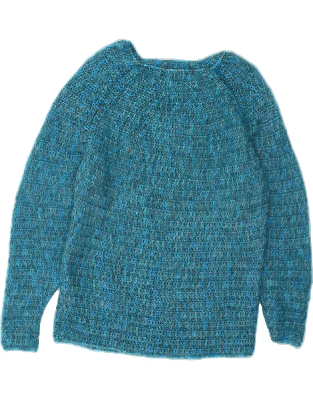 VINTAGE Womens Boat Neck Jumper Sweater UK 14 Medium Blue