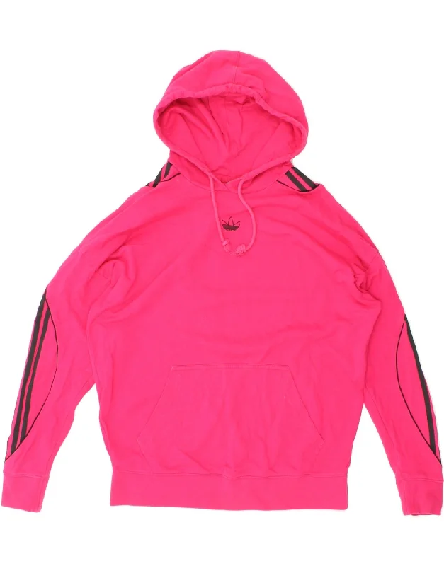 ADIDAS Womens Oversized Hoodie Jumper UK 12 Medium Pink Cotton