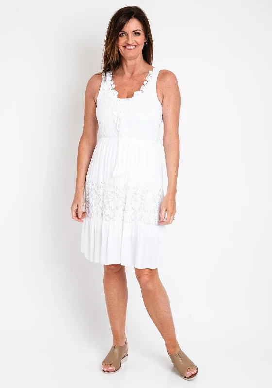Special Savings The Serafina Collection One Size Broidery Blouson Dress, White