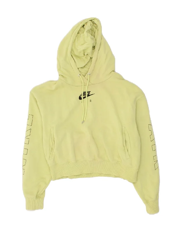 Special Price NIKE Womens Oversized Graphic Crop Hoodie Jumper UK 10 Small Green Cotton
