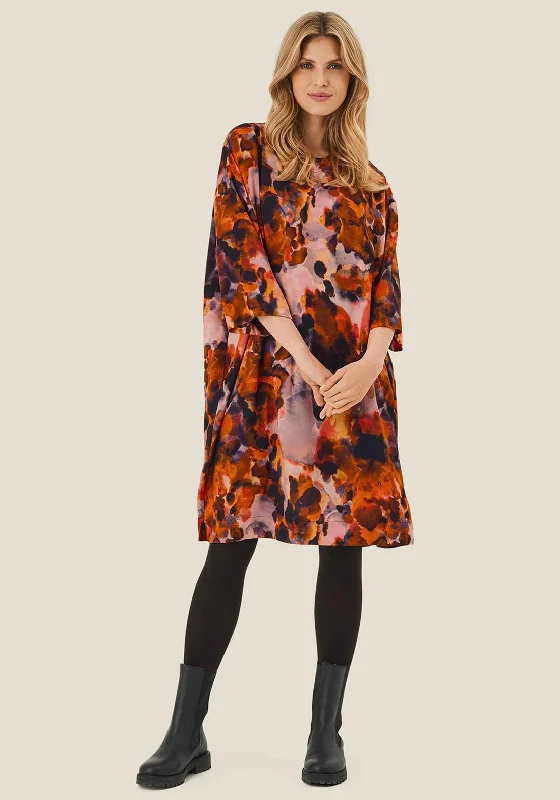 Masai Naslana Ink Print Knee Length Dress, Spicy Orange