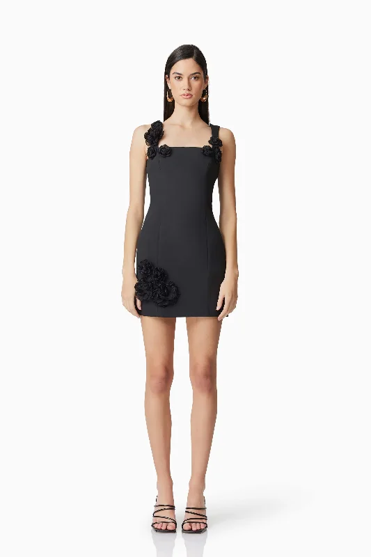 Epic Deals Trompe 3D Floral Mini Dress Black