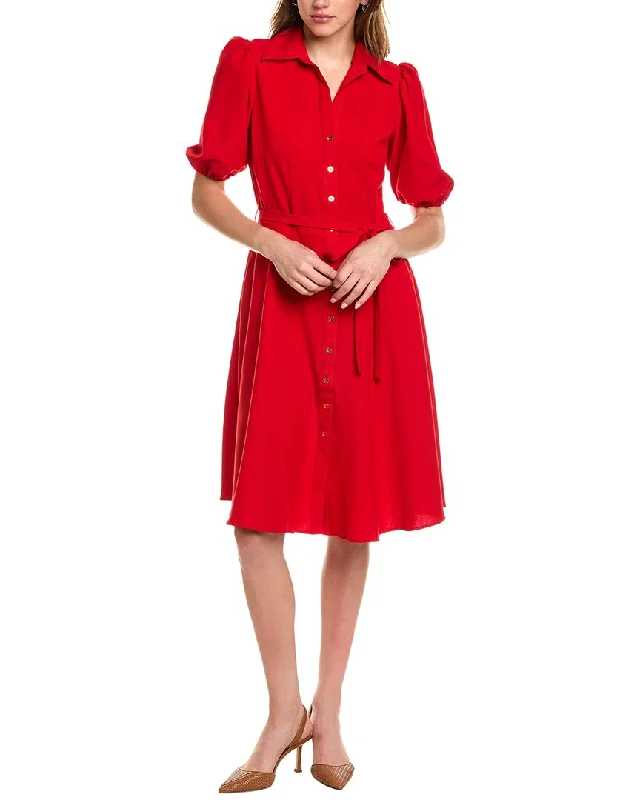 Midnight Madness Sharagano Puff Sleeve Shirtdress