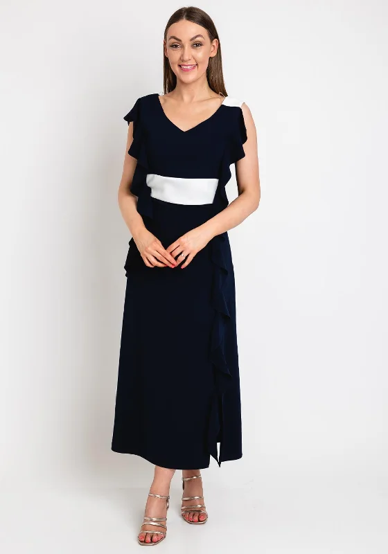 Unmissable Offer Ella Boo Ruffle Side Maxi Dress, Navy