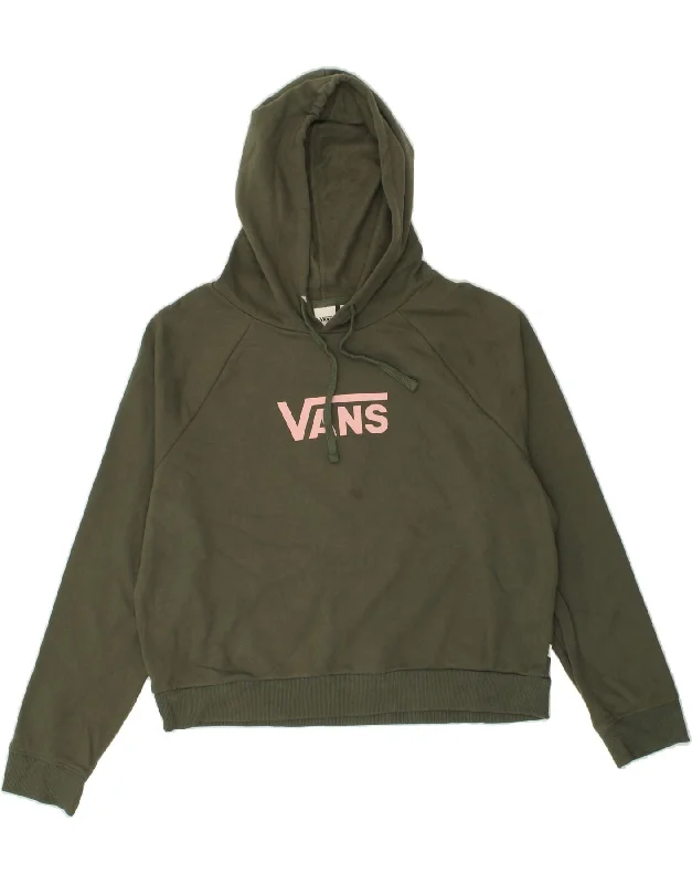 Deal of the Week VANS Womens Graphic Hoodie Jumper UK 18 XL Khaki Cotton