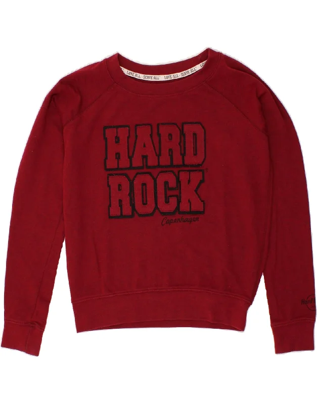 HARD ROCK CAFE Womens Copenhagen Sweatshirt Jumper UK 14 Medium Burgundy