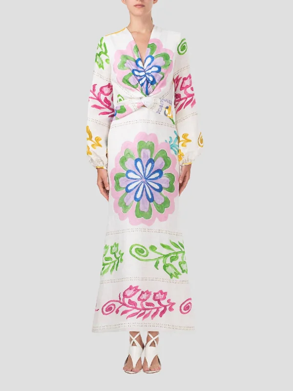 While Supplies Last Battia Midi Dress In Multicolor Floral Print