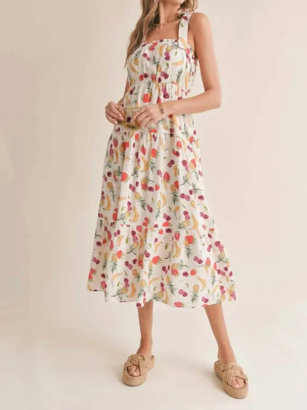 Great Deals Fruit Salad Midi Dress In Multi