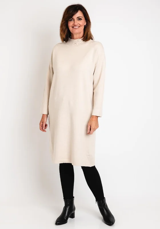 Serafina Collection Soft Knit Knee Length Jumper Dress, Cream