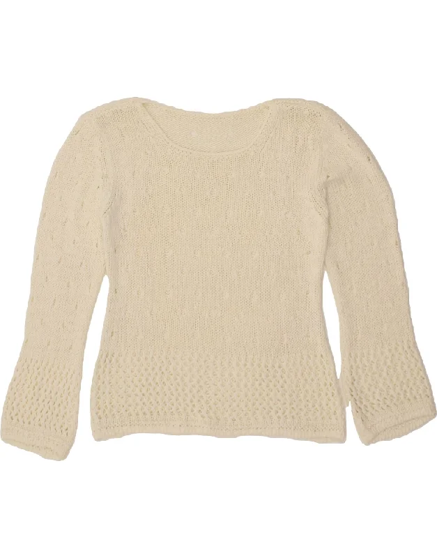 Unbeatable Prices VINTAGE Womens Boat Neck Jumper Sweater UK 10 Small Off White