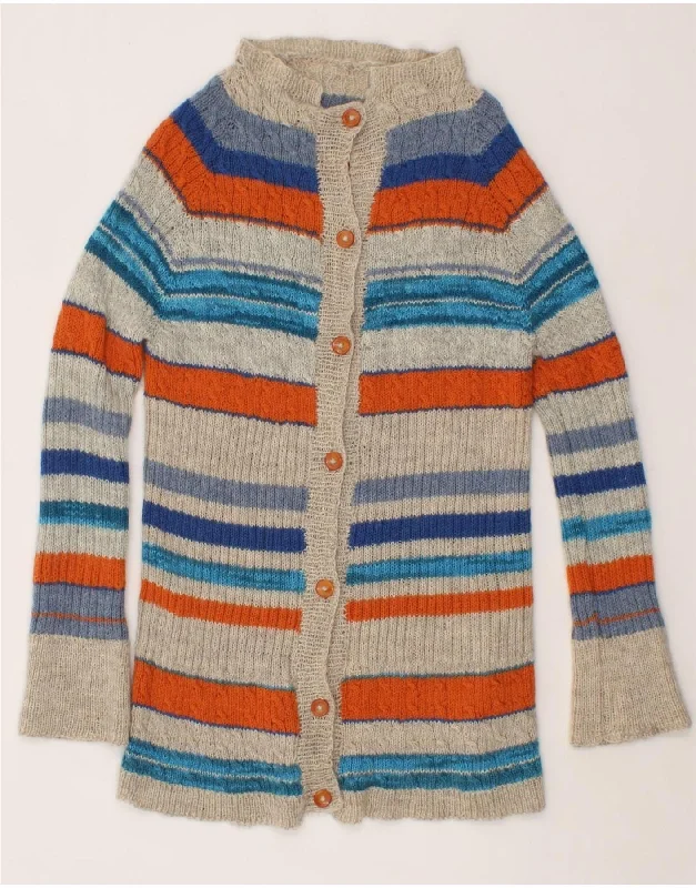 VINTAGE Womens Cardigan Sweater UK 10 Small Multicoloured Striped