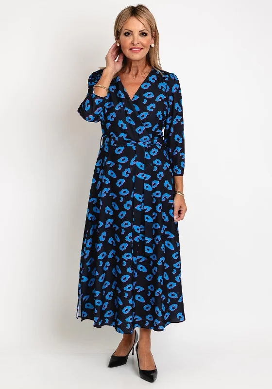 Take Advantage Ella Boo Leopard Print A-Line Midi Dress, Navy Multi