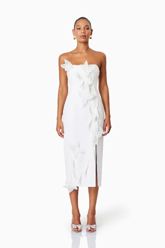 Big Discounts Bethany Strapless Floral Midi Dress In White