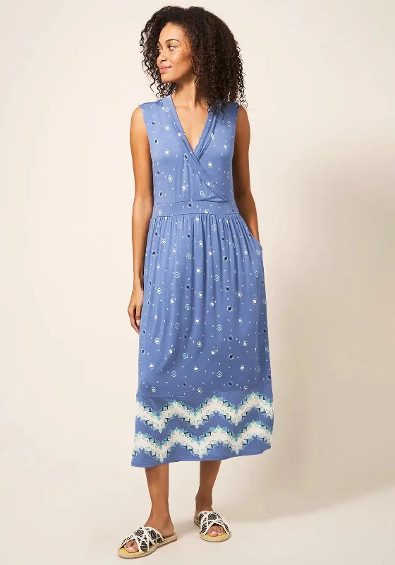 Savings Galore White Stuff Zoe Print Jersey Midi Dress, Blue