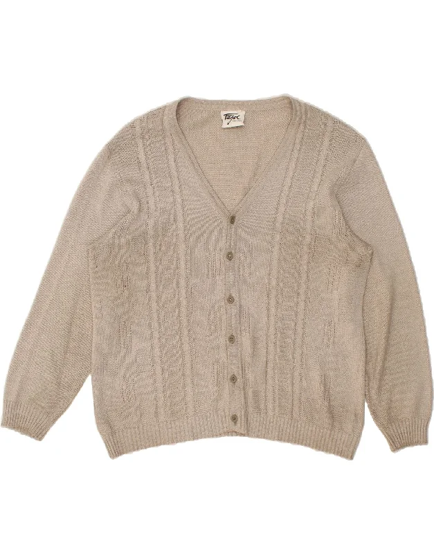 VINTAGE Womens Cardigan Sweater IT 50 XL Beige Cotton