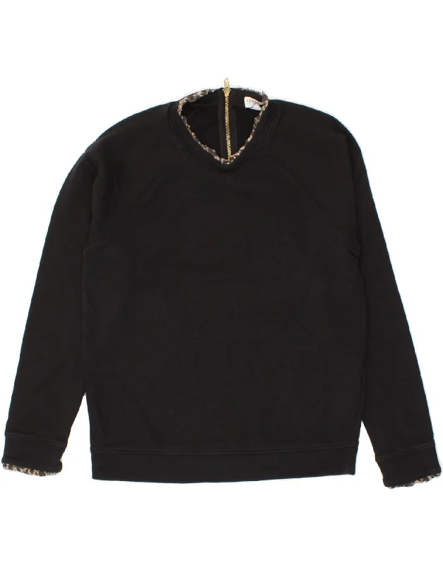 Overstock J. CREW Womens Sweatshirt Jumper UK 14 Medium Black Cotton