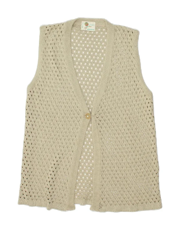 New Deals VINTAGE Womens Sleeveless Cardigan Sweater UK 18 XL Grey Cotton