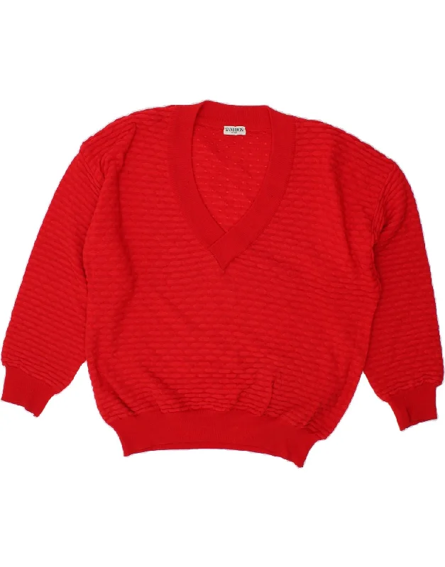 Final Clearance NANI BON Womens V-Neck Jumper Sweater IT 50 XL Red Wool