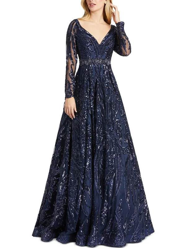 Weekend Deal Womens Sequined Long Evening Dress