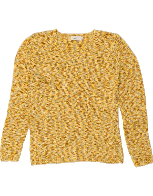 Don't Miss SURPRISE Womens Oversized Crew Neck Jumper Sweater UK 10 Small Yellow