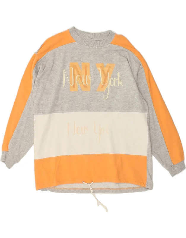 Exclusive Deal VINTAGE Womens New York Graphic Sweatshirt Jumper UK 14 Medium Grey