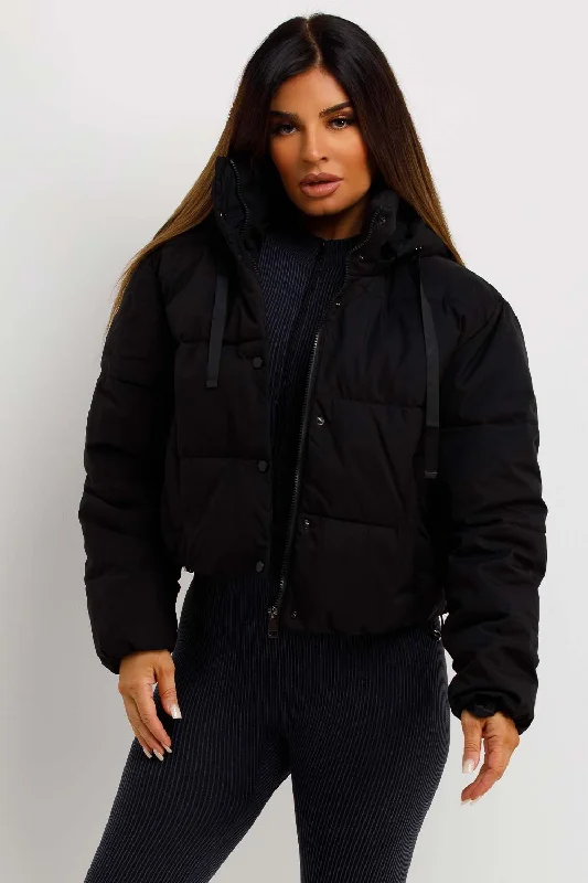 Buy Now Black Puffer Padded Jacket With Hood