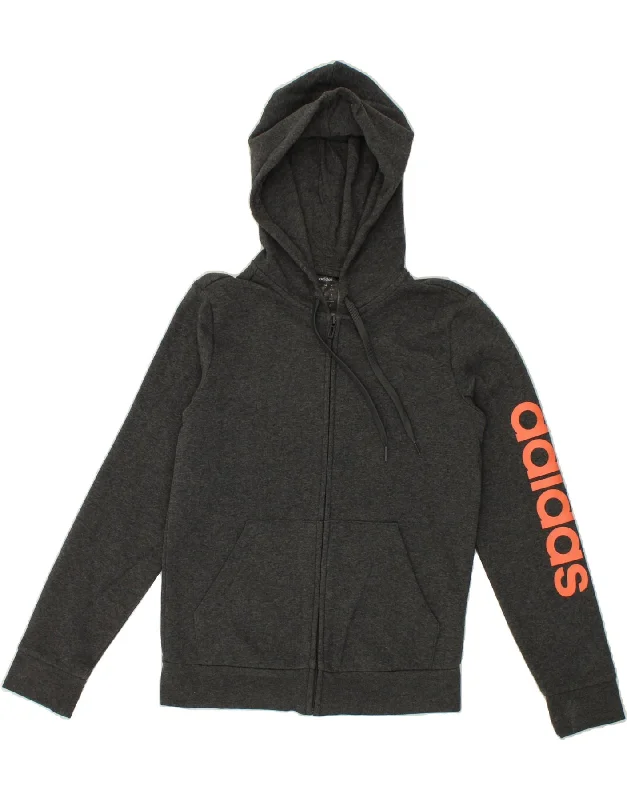 Best Seller ADIDAS Womens Graphic Zip Hoodie Sweater UK 8/10 Small Black Cotton
