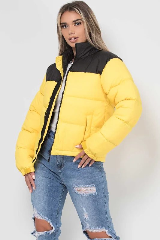 Special Discount Puffer Jacket Yellow Colour Block