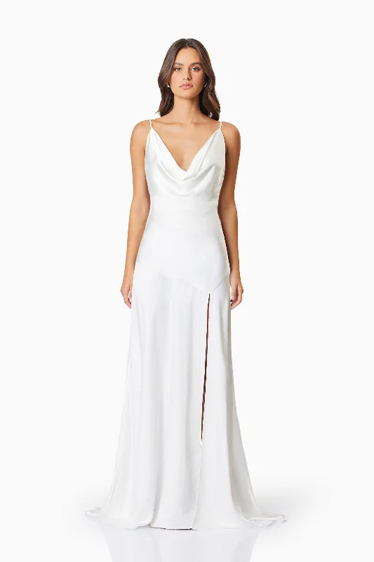 Price Rollback Clementine Cowl Neck Maxi Dress In White