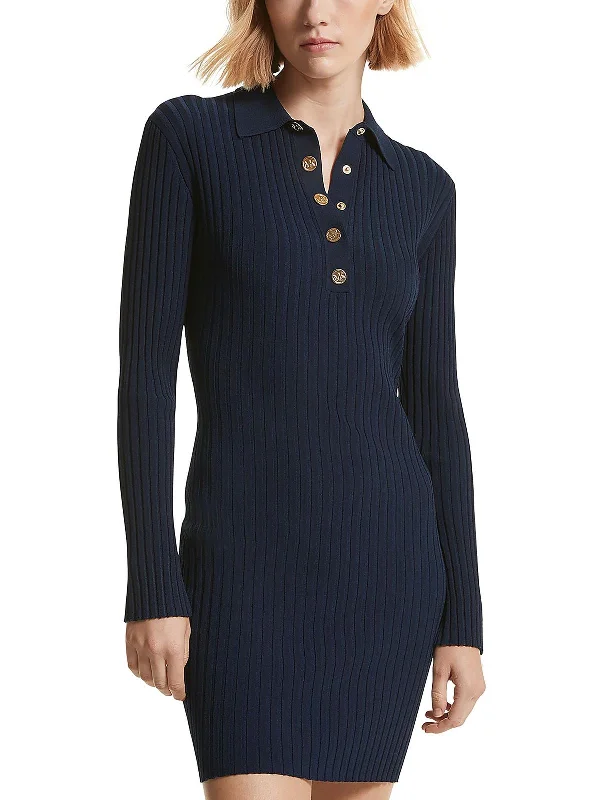 Huge Discounts Womens Collar Button Front Mini Dress
