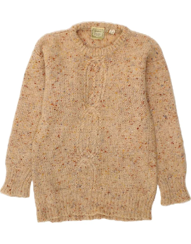 Limited Time Offer GAELTARRA Womens Crew Neck Jumper Sweater UK 14 Medium Beige Flecked Wool