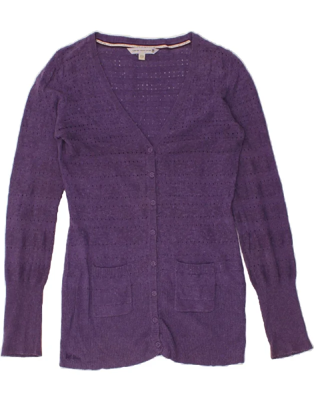 Final Clearance FAT FACE Womens Cardigan Sweater UK 14 Medium Purple Cotton