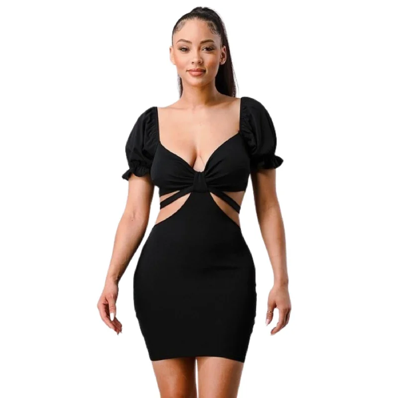 Savings Galore Lux Side Cutout W/ Back Tie Detail Bodycon Dress