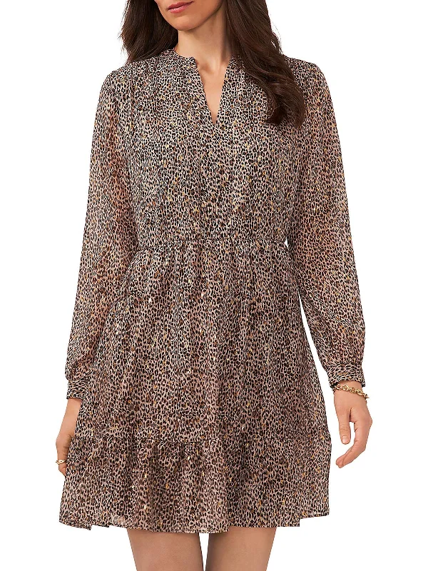 Super Savings Womens Tiered Pleated Mini Dress