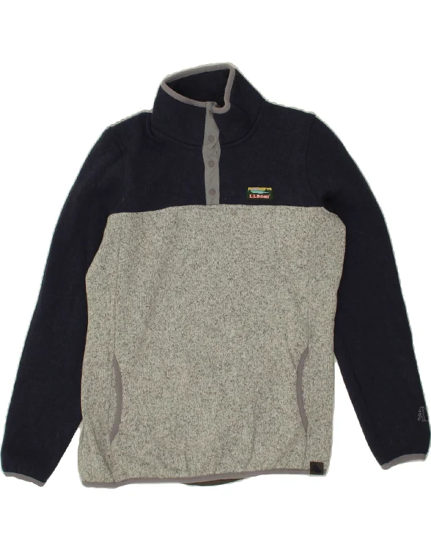 Savings Spectacular L.L.BEAN Womens Button Neck Fleece Jumper UK 10 Small Grey Colourblock