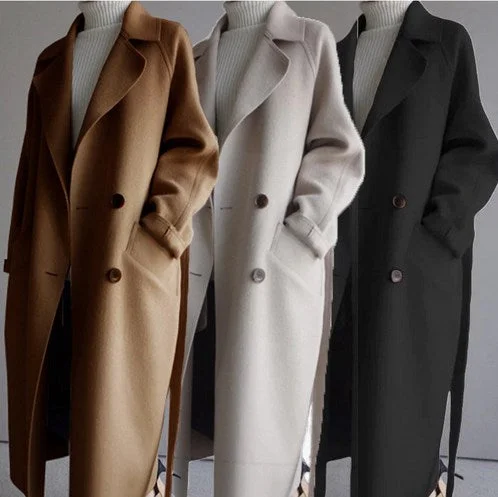 Friends and Family Sale Classy Woolen Fashion Long Winter Coat    S543