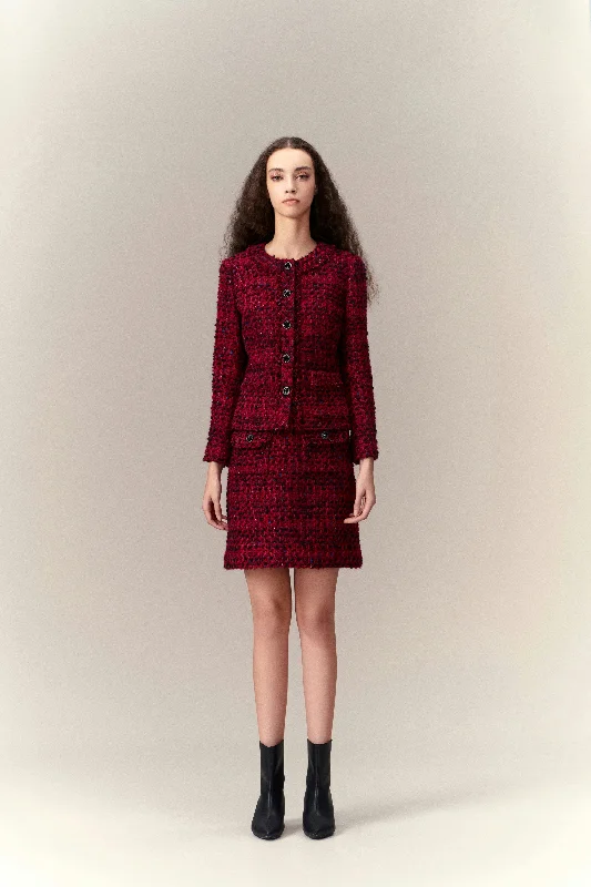 Value Deals Textured Patch-pocket Tweed Jacket