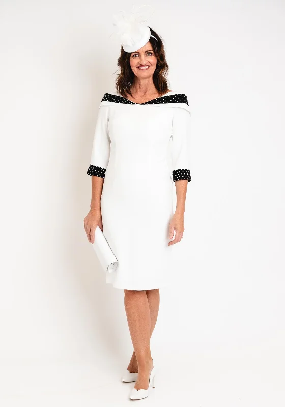 Instant Discount Lizabella Embellished Boat Neck Pencil Dress, Ecru