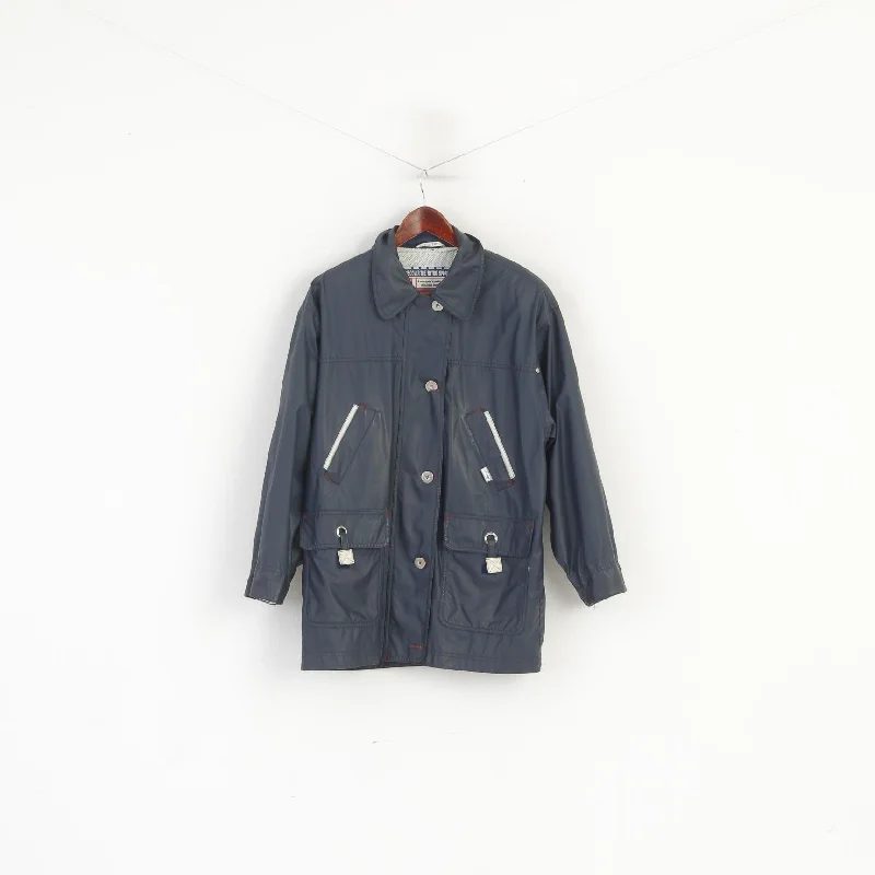 Weekend Special C&A New Fast Women 12 38 M Rain Jacket Navy Retro Style Full Zip Outdoor Top