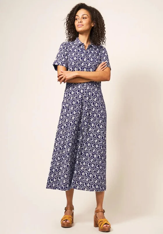 Deal of the Day White Stuff Rua Print Jersey Midi Dress, Navy