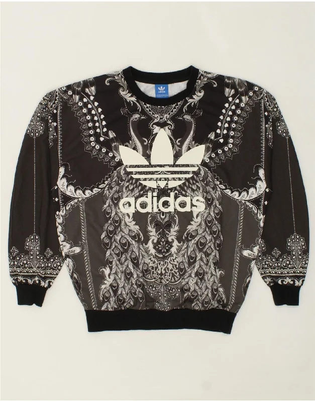 Loyalty Reward ADIDAS Womens Peacock Graphic Sweatshirt Jumper UK 14 Medium Black