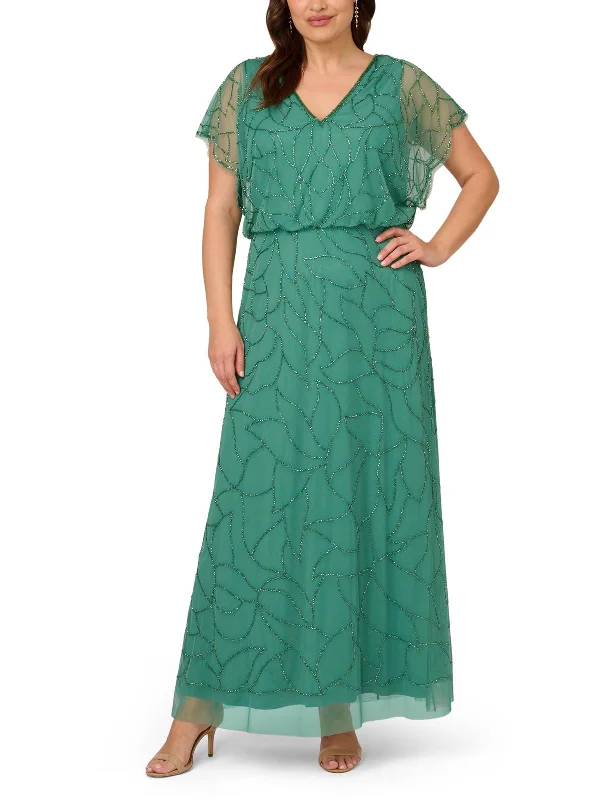 Special Discount Womens Beaded Blouson Evening Dress