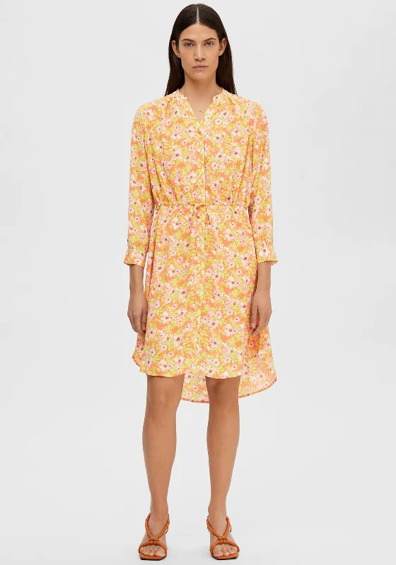 Deal Dash Selected Femme Damina Floral Shirt Dress, Emberglow