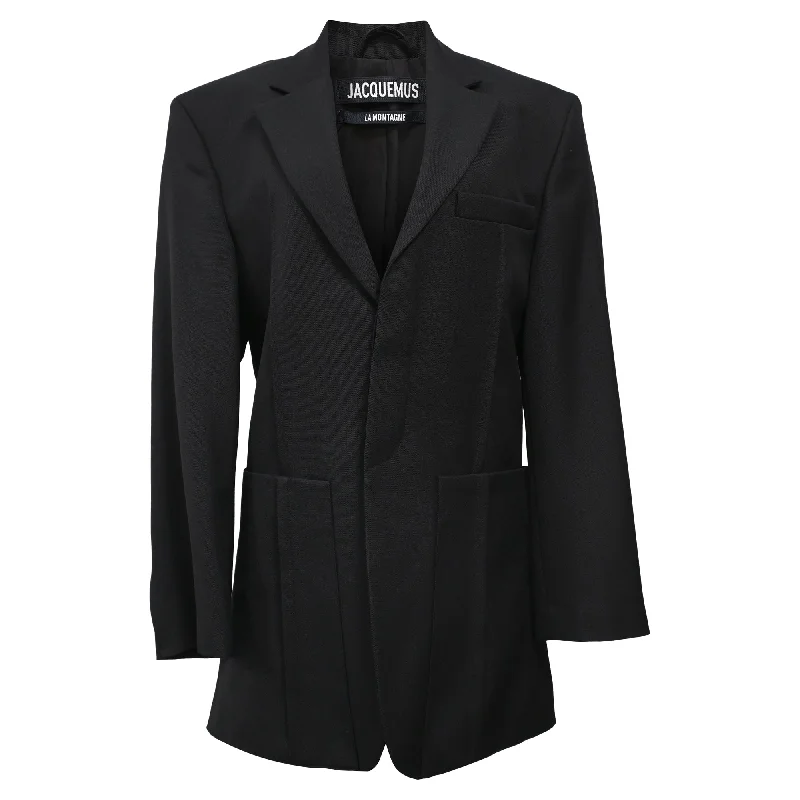 Jacquemus La Montagne D'Homme Single-Breasted Blazer in Black Wool